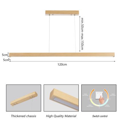 Brilagi - Lustre LED suspenso por cabo OAK LED/30W/230V 3000/4500/6000K carvalho
