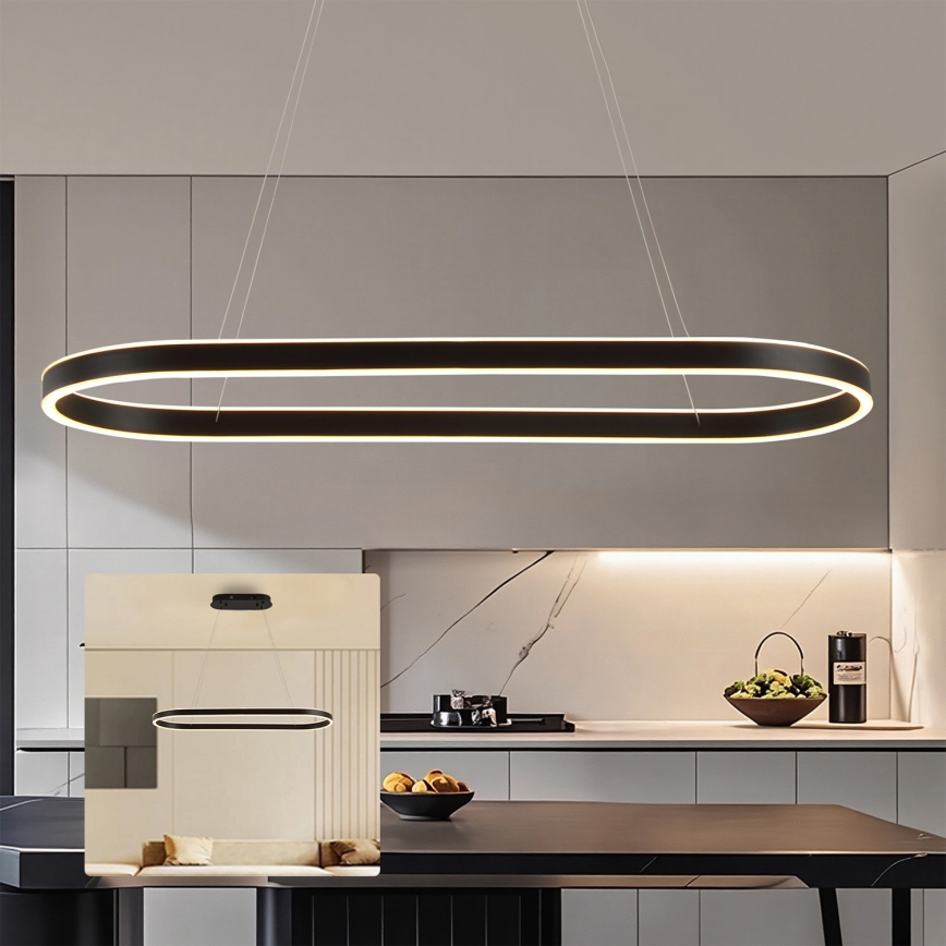 Brilagi - Lustre LED suspenso por cabo PONDIE LED/43W/230V 80x30 cm preto