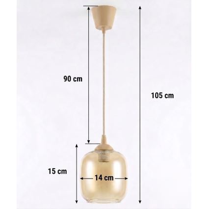 Brilagi - Lustre LED suspenso por cabo RETRO GLASS 1xE27/60W/230V Ø 14 cm bege/castanho fumê