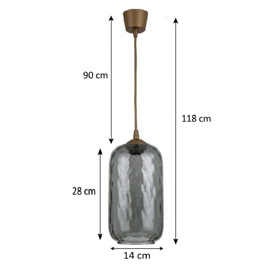 BRILAGI - Lustre LED com cabo RETRO GLASS 1xE27/60W/230V Ø 14 cm castanho/cinzento fumado
