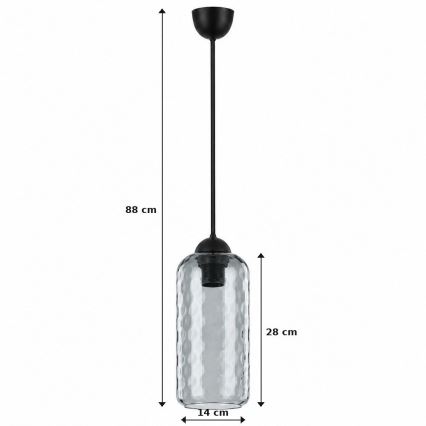 BRILAGI - Lustre LED pendente em cabo RETRO GLASS 1xE27/60W/230V diâmetro 14 cm preto/cinza fumê