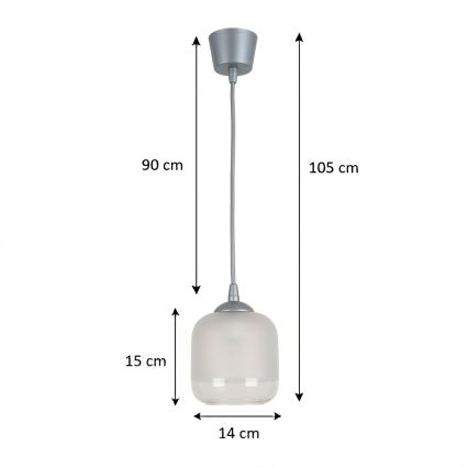 BRILAGI - Lustre LED suspenso por cabo RETRO GLASS 1xE27/60W/230V diâmetro 14 cm prateado/branco