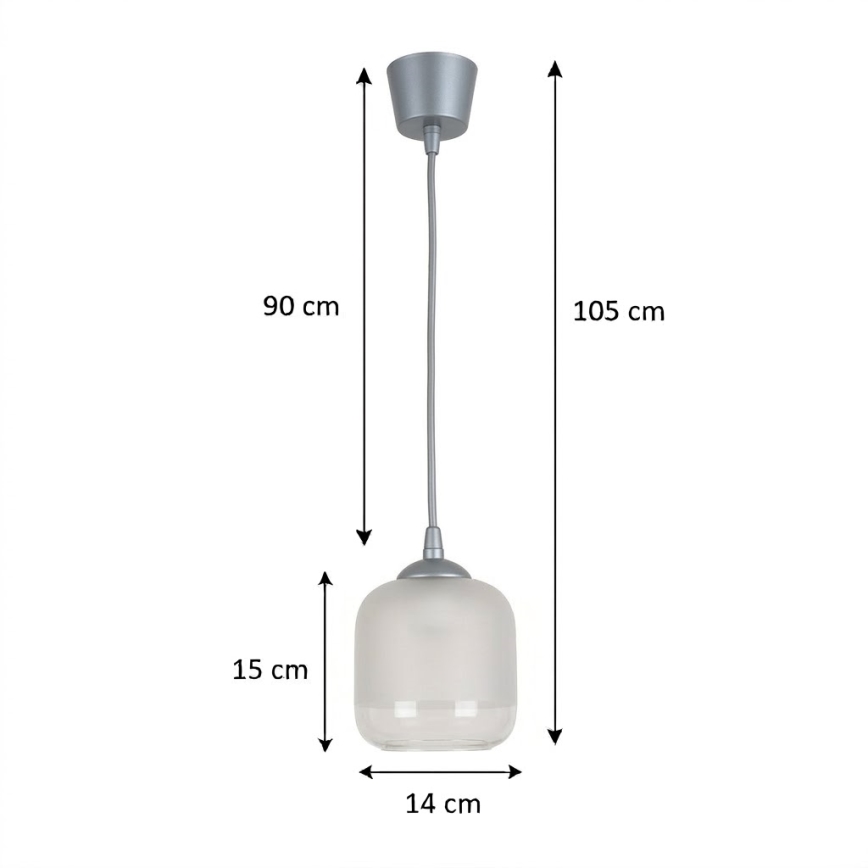 BRILAGI - Lustre LED suspenso por cabo RETRO GLASS 1xE27/60W/230V diâmetro 14 cm prateado/branco