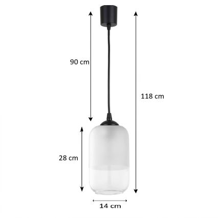 BRILAGI - Lustre LED suspenso por cabo RETRO GLASS 1xE27/60W/230V, diâmetro 14 cm, preto/branco