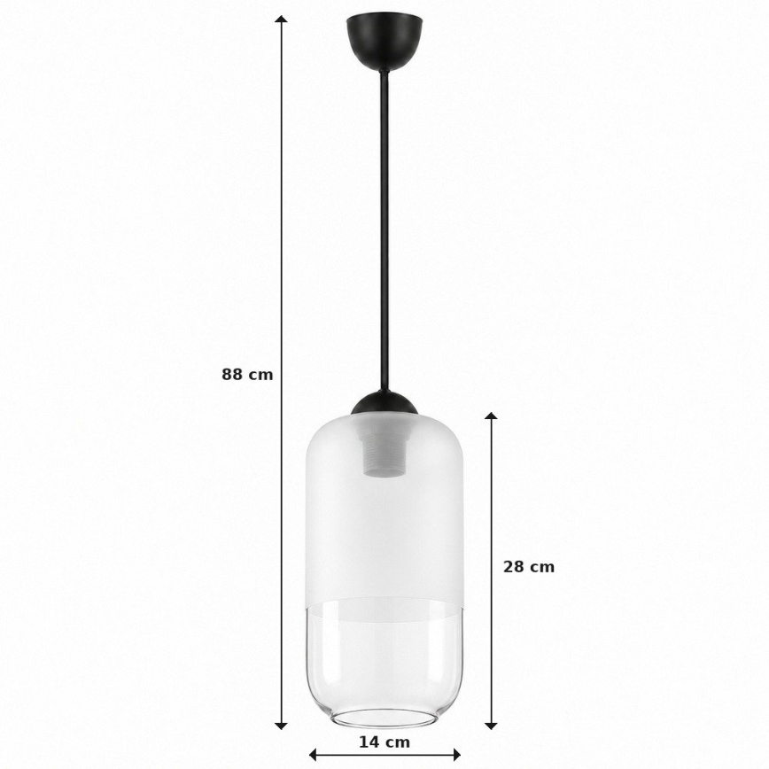 BRILAGI - Lustre LED suspenso por cabo RETRO GLASS 1xE27/60W/230V, diâmetro 14 cm, preto/branco