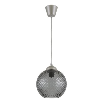 Brilagi - Lustre LED suspenso por cabo RETRO GLASS 1xE27/60W/230V diâmetro 18 cm prata/cinza fumê