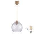 Brilagi - Lustre LED suspenso por cabo RETRO GLASS 1xE27/60W/230V, diâmetro 25 cm, bege/cinzento fumado