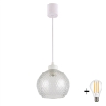 Brilagi - Lustre LED suspenso por cabo RETRO GLASS 1xE27/60W/230V diâmetro 25 cm branco/cinzento fumê