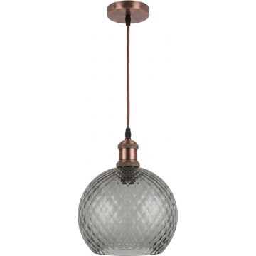 Brilagi - Lustre LED suspenso por cabo RETRO GLASS 1xE27/60W/230V diâmetro 25 cm branco/cinzento fumê