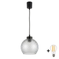 Brilagi - Lustre LED suspenso por cabo RETRO GLASS 1xE27/60W/230V, diâmetro 25 cm, preto/fumê