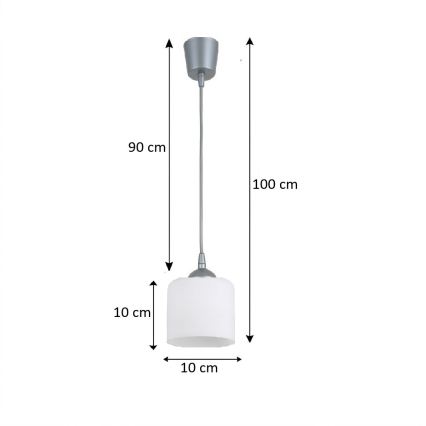 BRILAGI - Lustre LED suspenso por cabo RETRO GLASS 1xE27/60W/230V Ø 10 cm prateado/branco