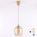 Brilagi - Lustre LED suspenso por cabo RETRO GLASS 1xE27/60W/230V Ø 14 cm bege/castanho fumê