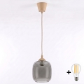 Brilagi - Lustre LED suspenso por cabo RETRO GLASS 1xE27/60W/230V Ø 14 cm bege/cinzento fumado