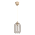 Brilagi - Lustre LED suspenso por cabo RETRO GLASS 1xE27/60W/230V Ø 14 cm bege/cinzento fumado