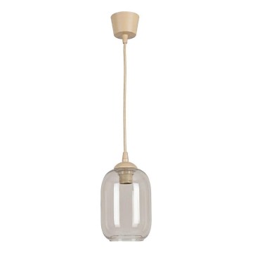 Brilagi - Lustre LED suspenso por cabo RETRO GLASS 1xE27/60W/230V Ø 14 cm bege/cinzento fumado