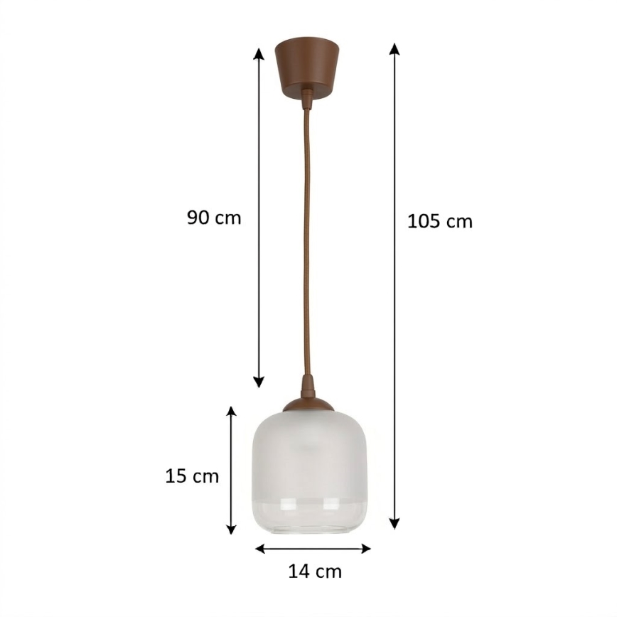BRILAGI - Lustre LED suspenso por cabo RETRO GLASS 1xE27/60W/230V Ø 14 cm castanho/branco