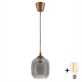 Brilagi - Lustre LED suspenso por cabo RETRO GLASS 1xE27/60W/230V Ø 14 cm castanho/cinzento fumado