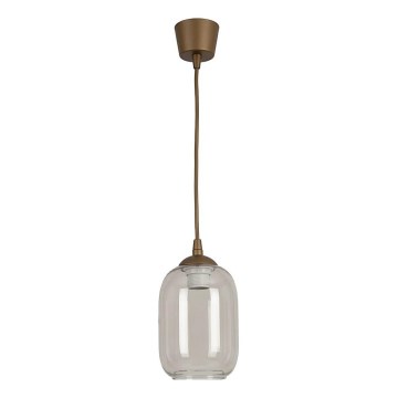 Brilagi - Lustre LED suspenso por cabo RETRO GLASS 1xE27/60W/230V Ø 14 cm castanho/cinzento fumado
