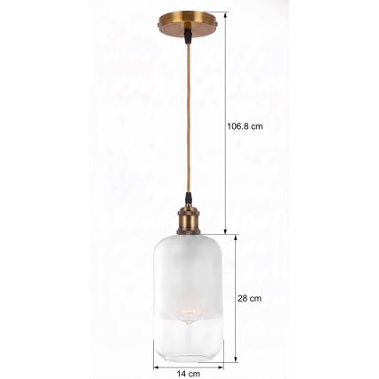 BRILAGI - Lustre LED suspenso por cabo RETRO GLASS 1xE27/60W/230V Ø 14 cm dourado/branco