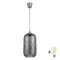 BRILAGI - Lustre LED suspenso por cabo RETRO GLASS 1xE27/60W/230V Ø 14 cm prateado/cinzento fumado
