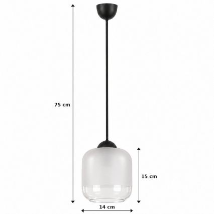 BRILAGI - Lustre LED suspenso por cabo RETRO GLASS 1xE27/60W/230V Ø 14 cm preto/branco