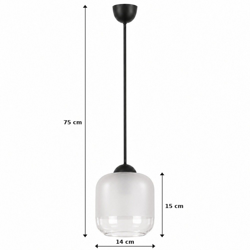 BRILAGI - Lustre LED suspenso por cabo RETRO GLASS 1xE27/60W/230V Ø 14 cm preto/branco