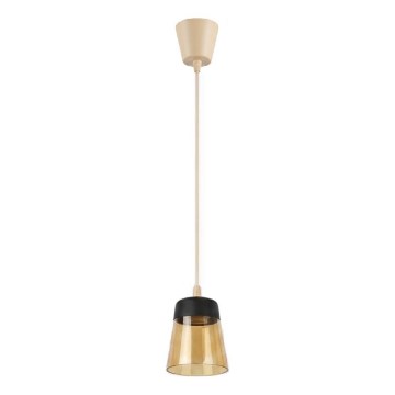 Brilagi - Lustre LED suspenso por cabo RETRO GLASS 1xE27/60W/230V Ø 15,5 cm bege/fumê bege/preto