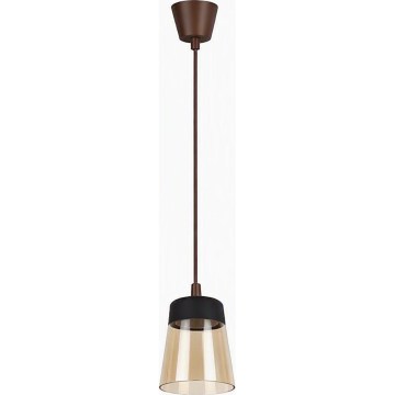 Brilagi - Lustre LED suspenso por cabo RETRO GLASS 1xE27/60W/230V Ø 15,5 cm castanho/bege fumado/preto