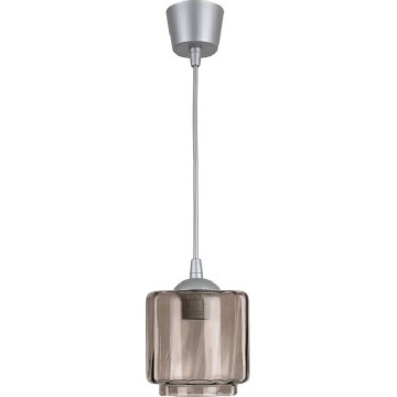 Brilagi - Lustre LED suspenso por cabo RETRO GLASS 1xE27/60W/230V Ø 15 cm prateado/bege fumê