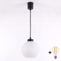 Brilagi - Lustre LED suspenso por cabo RETRO GLASS 1xE27/60W/230V Ø 15 cm preto/branco