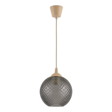 Brilagi - Lustre LED suspenso por cabo RETRO GLASS 1xE27/60W/230V Ø 18 cm bege/cinzento fumê