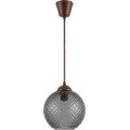 Brilagi - Lustre LED suspenso por cabo RETRO GLASS 1xE27/60W/230V Ø 18 cm castanho/cinzento fumado