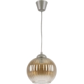 Brilagi - Lustre LED suspenso por cabo RETRO GLASS 1xE27/60W/230V Ø 18 cm prateado/fumê castanho
