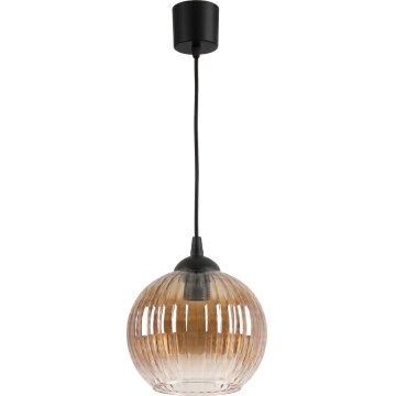 Brilagi - Lustre LED suspenso por cabo RETRO GLASS 1xE27/60W/230V Ø 18 cm preto/castanho fumado