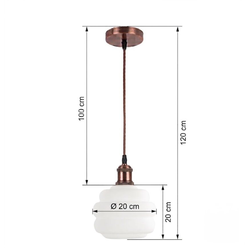 BRILAGI - Lustre LED suspenso por cabo RETRO GLASS 1xE27/60W/230V Ø 20 cm cobre/branco