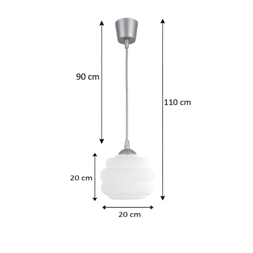 Brilagi - Lustre LED suspenso por cabo RETRO GLASS 1xE27/60W/230V Ø 20 cm prateado/branco
