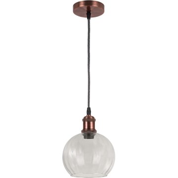 Brilagi - Lustre LED suspenso por cabo RETRO GLASS 1xE27/60W/230V Ø 25 cm cobre/transparente