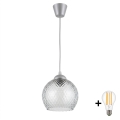 Brilagi - Lustre LED suspenso por cabo RETRO GLASS 1xE27/60W/230V Ø 25 cm prateado/cinzento fumê
