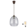 Brilagi - Lustre LED suspenso por cabo RETRO GLASS 1xE27/60W/230V, Ø 26 cm, castanho/cinzento fumê