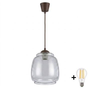 Brilagi - Lustre LED suspenso por cabo RETRO GLASS 1xE27/60W/230V, Ø 26 cm, castanho/cinzento fumê