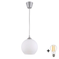 Brilagi - Lustre LED suspenso por cabo RETRO GLASS 1xE27/60W/230V Ø15 cm prateado/branco