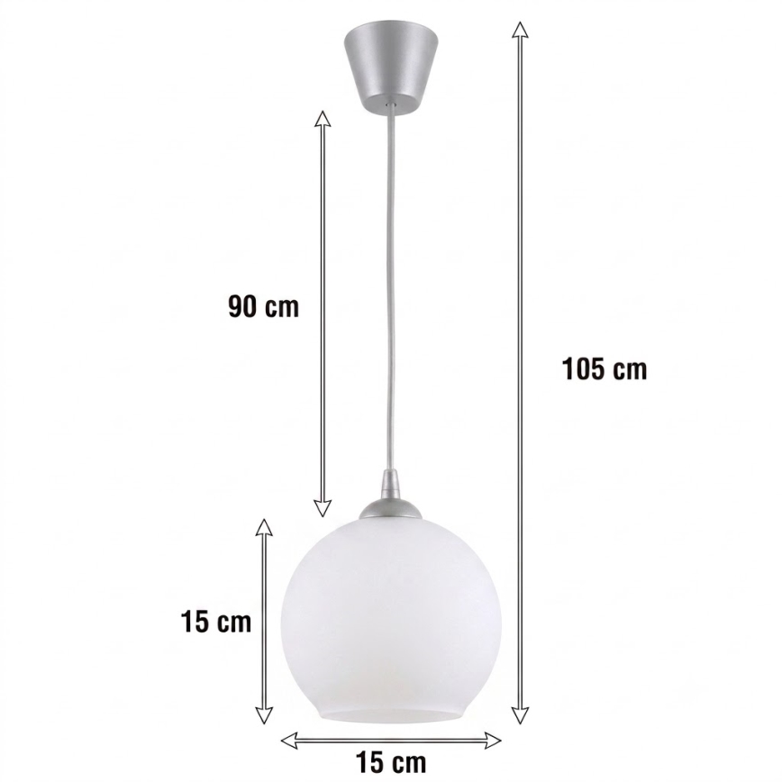 Brilagi - Lustre LED suspenso por cabo RETRO GLASS 1xE27/60W/230V Ø15 cm prateado/branco