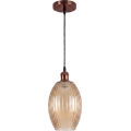 Brilagi - Lustre LED suspenso por cabo RETRO GLASS 1xE27/60W/230V Ø17 cm cobre/bege fumado