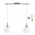 BRILAGI - Lustre LED suspenso por cabo RETRO GLASS 2xE27/60W/230V cromo fosco/branco