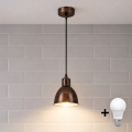 Brilagi - Lustre LED suspenso por cabo RIDDY 1xE27/60W/230V cobre/pátina
