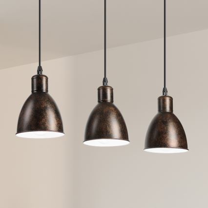 Brilagi - Lustre LED suspenso por cabo RIDDY 3xE27/60W/230V cobre/pátina