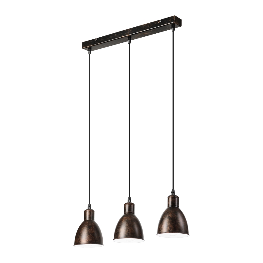 Brilagi - Lustre LED suspenso por cabo RIDDY 3xE27/60W/230V cobre/pátina
