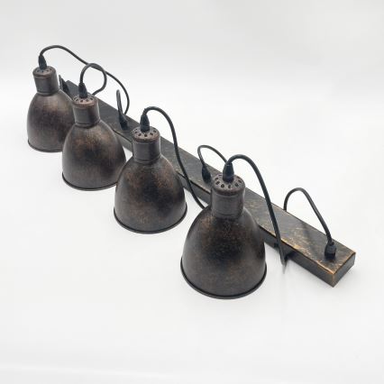 Brilagi - Lustre LED suspenso por cabo RIDDY 4xE27/60W/230V cobre/pátina