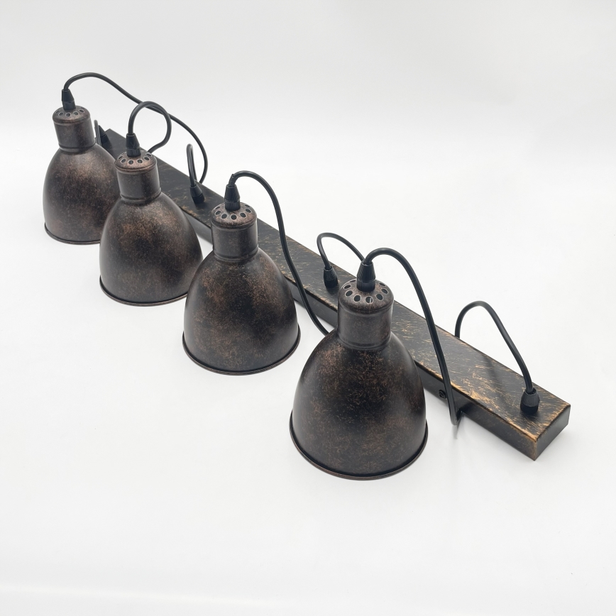 Brilagi - Lustre LED suspenso por cabo RIDDY 4xE27/60W/230V cobre/pátina
