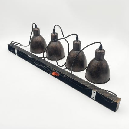 Brilagi - Lustre LED suspenso por cabo RIDDY 4xE27/60W/230V cobre/pátina
